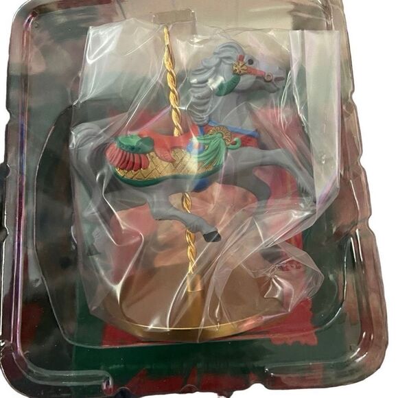 Hallmark Christmas Carousel Horse Holly 1989 2nd in Collection of 4 Gray Horse - Picture 4 of 9